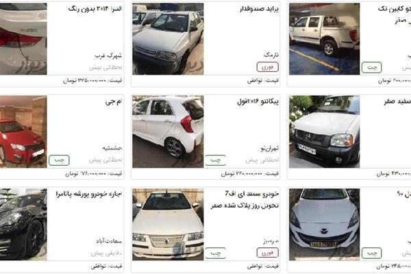 نمایش قیمت خودرو در سایت پذیرنده آگهی